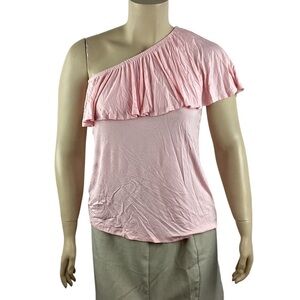 Lane Bryant One Shoulder Ruffle Top Size 14/16 Pink